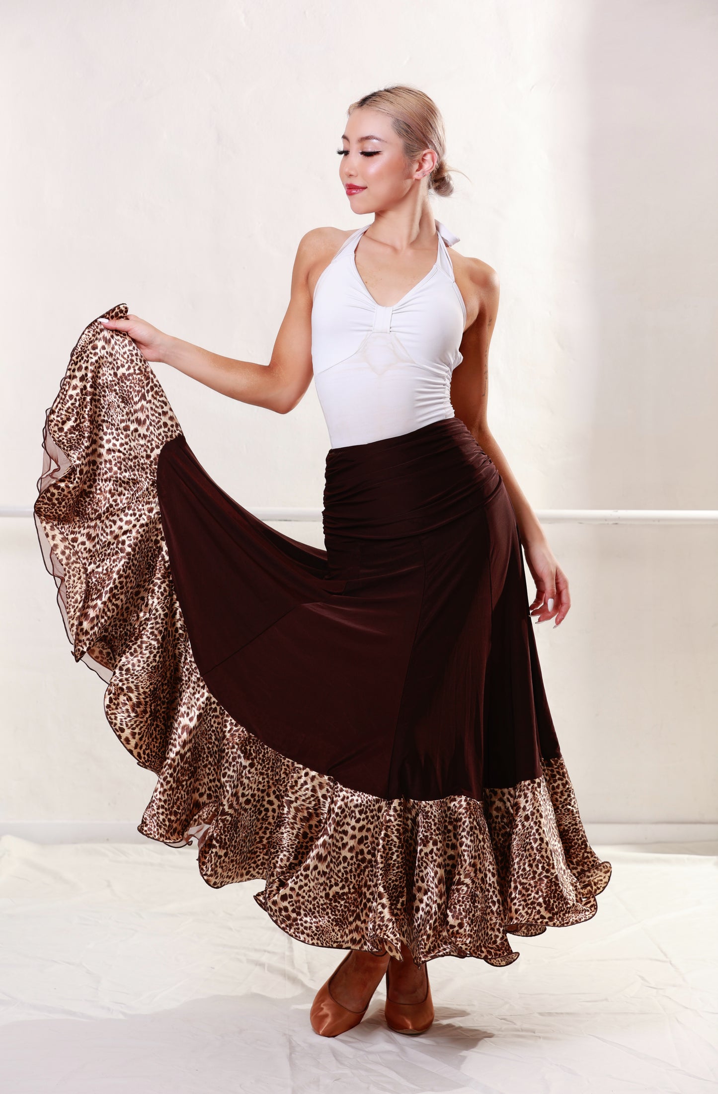 Dark bronze Leopard Ballroom Skirt