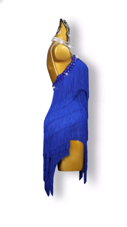 Strappy Encrusted Fringed Competition Dress