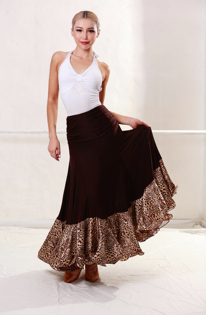 Dark bronze Leopard Ballroom Skirt