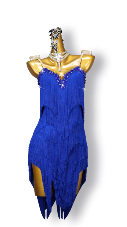 Strappy Encrusted Fringed Competition Dress