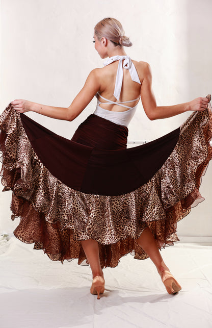 Dark bronze Leopard Ballroom Skirt