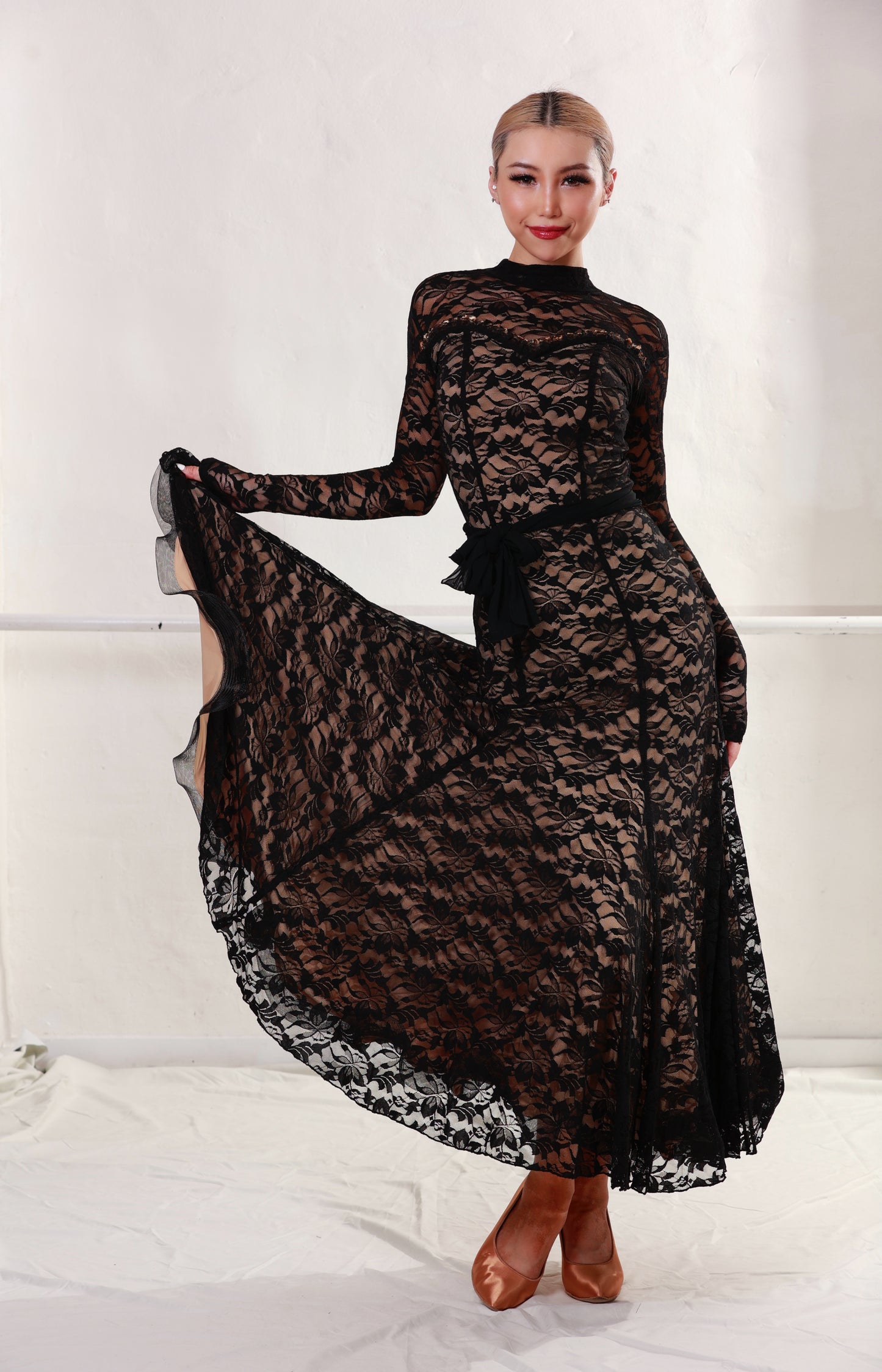 Ballroom Black Lace Long Dress