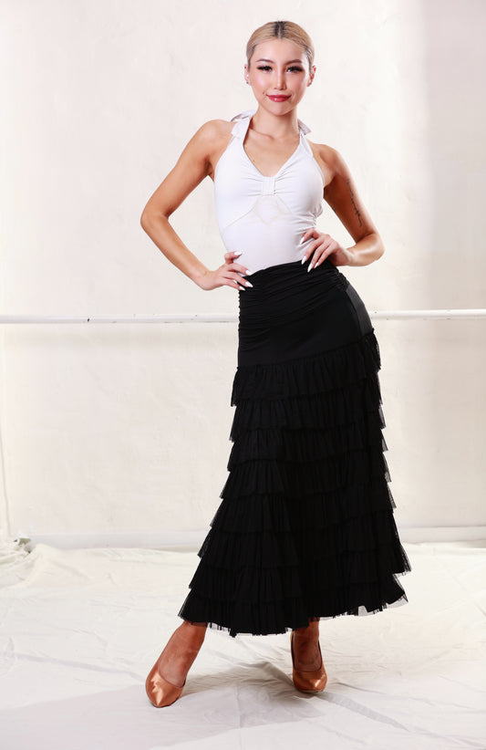 Ballroom Black Fringe Long Skirt