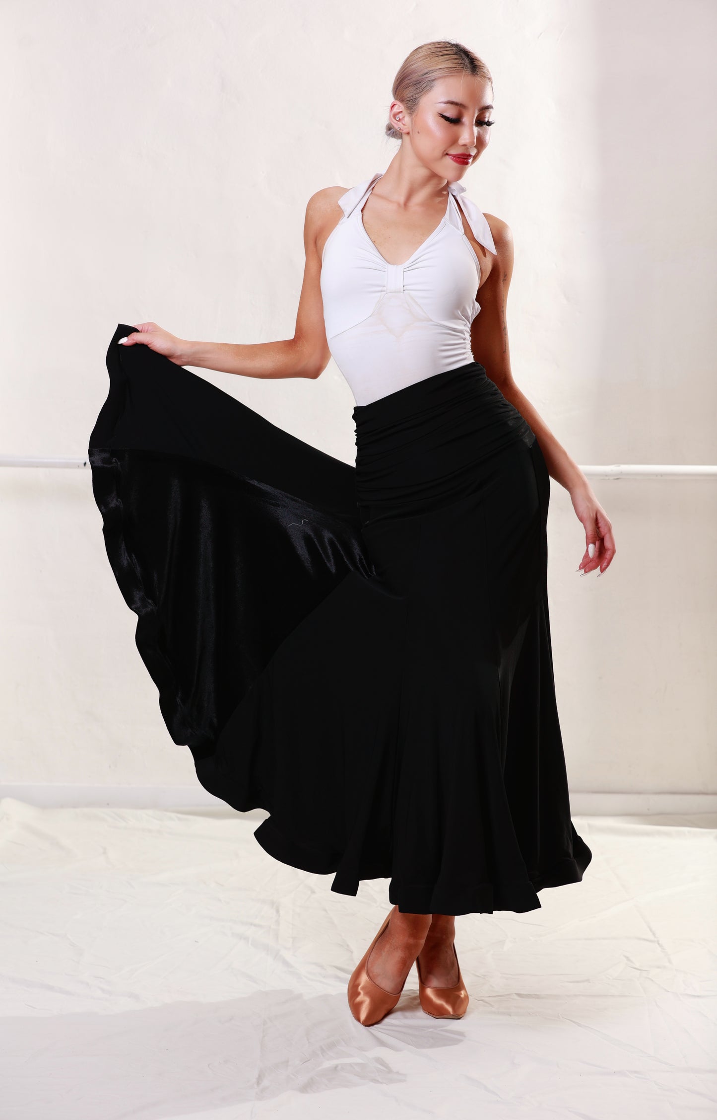 Ballroom Black Velvet Long Skirt