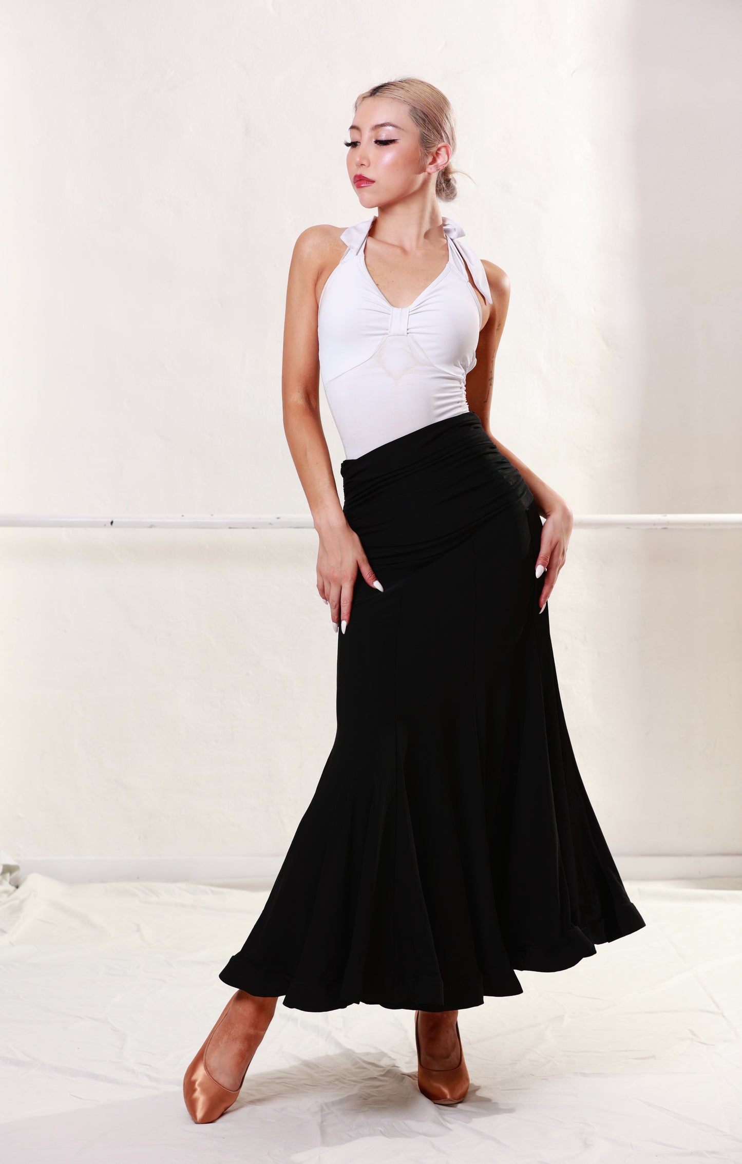 Ballroom Black Velvet Long Skirt