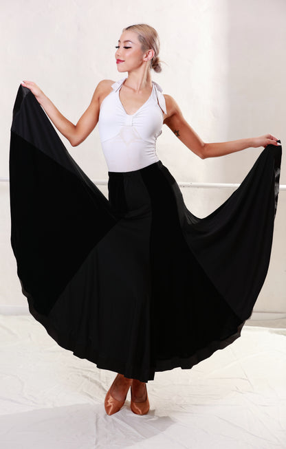 Ballroom Black Velvet Long Skirt