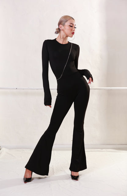 Ladies' Black Backless Jumpsuit