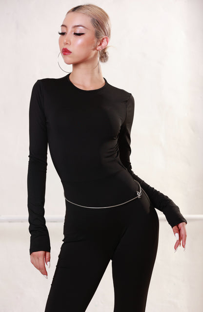 Ladies' Black Backless Jumpsuit