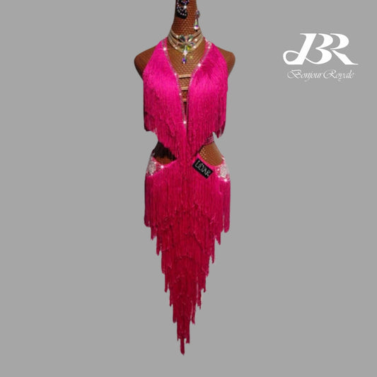 Radiant Rose | Haute Couture Women's Latin Dance Fringe Gown