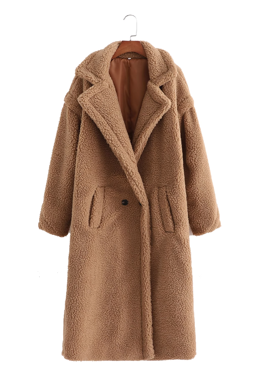 New Autumn/Winter Collection: Camel Shearling Long Coat, Loose and Thick Trench Coat